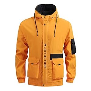 Men's Hoodie Jacket Hiking Jacket Hiking Windbreaker Outdoor Windproof Breathable Quick Dry Lightweight Outerwear Trench Coat Top Hunting Fishing Climbing Yellow Grey Black miniinthebox