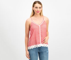 Women Juniors Gingham Crochet Tank  Red/White Gingham