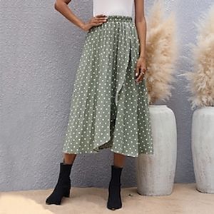 Women's Elegant Skirts Daily Polka Dot Light Green S M L miniinthebox