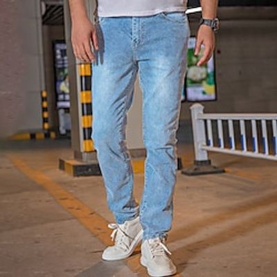 Men's Jeans Trousers Denim Pants Zipper Button Pocket Plain Comfort Breathable Outdoor Daily Going out Fashion Casual Light Blue miniinthebox Men's Jeans Trousers Denim Pants Zipper Button Pocket Plain Comfort Breathable Outdoor Daily Going out Fashion Casual Light Blue miniinthebox