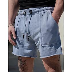 Men's Sweat Shorts Shorts Bermuda shorts Drawstring Elastic Waist Plain Comfort Sports Short Daily Running Gym Fashion Athleisure Black Blue Micro-elastic Lightinthebox