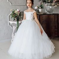 Kids Little Girls' Dress Flower A Line Dress Party Performance Mesh Patchwork White Asymmetrical Sleeveless Princess Sweet Dresses Spring Summer Regular Fit 3-12 Years miniinthebox - thumbnail