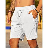 Men's Shorts Casual Shorts Corduroy Shorts Pocket Drawstring Elastic Waist Plain Breathable Knee Length Outdoor Daily Beach Casual Athleisure White Navy Blue Lightinthebox - thumbnail