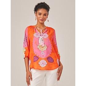 Vacation-Style Placement Print Pullover Top