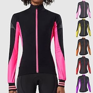 21Grams Women's Cycling Jersey Long Sleeve Bike Jersey Top with 3 Rear Pockets Mountain Bike MTB Road Bike Cycling Breathable Moisture Wicking Quick Dry Reflective Strips Yellow Pink Red Color Block miniinthebox