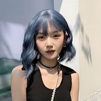 Synthetic Wig Cosplay Cosplay Wavy Bob Machine Made Wig 12 inch Lake Blue Synthetic Hair Women's Soft Classic Adorable Blue Christmas Party Wigs Lightinthebox - thumbnail