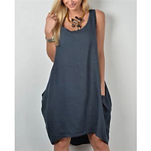 Women's A Line Dress Knee Length Dress Blue Wine Army Green Sleeveless Solid Color Summer Round Neck Casual 2021 S M L XL XXL 3XL Lightinthebox