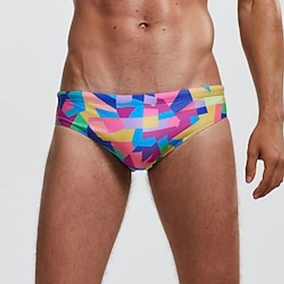 Men's Swim Shorts Swim Briefs Quick Dry Bottoms Drawstring Swimming Water Sports Athletic Painting Optical Illusion Spring Summer / Micro-elastic miniinthebox