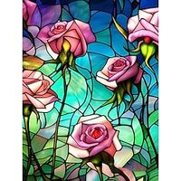 1pc Floral DIY Diamond Painting Glass Crystal Painted Rose Diamond Painting Handcraft Home Gift Without Frame miniinthebox