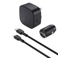 Kit On The GO Bundle-II PD Charger 20W With MFI USB-C To Lightning Cable And PD 30W Car Charger Black