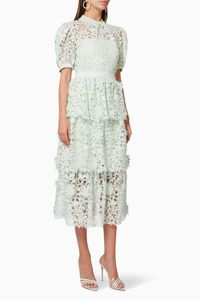 3D Floral Lace Midi Dress