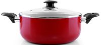 Royalford Non Stick Ceramic Casserole with Glass Lid 20 cm Red - RF6438