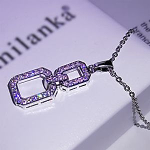 Women's Clear AAA Cubic Zirconia Pendant Necklace Monogram Paper Clip Simple Fashion European Rock Brass Silver 50 cm Necklace Jewelry 1pc For Wedding Party Evening Street Festival Lightinthebox