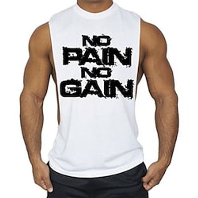 Men's Tank Top Vest Graphic Patterned Slogan Crew Neck Street Casual Print Sleeveless Tops Basic Fashion Classic Comfortable White Black Gray  Summer Lightinthebox