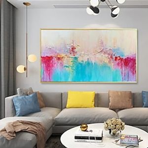 Handmade Oil Painting Canvas Wall Art Decor Abstract Knife Painting Landscape Pink For Home Decor Rolled Frameless Frameless No Stretch Painting Lightinthebox