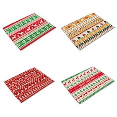 Red Christmas Meal Mat Nordic Style Household Cup Mat Insulated Bowl and Plate Mat Hollowed out Western Meal Mat Cross Border Table Mat miniinthebox