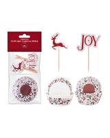 Homesmiths Christmas Joy Cupcake & Picks Pack of 24