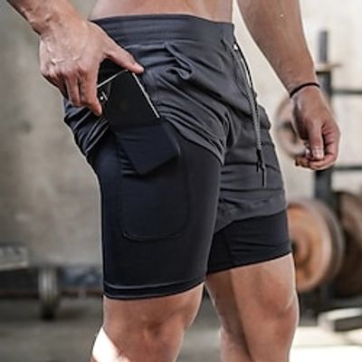 Men's Shorts Sunday Shorts Sports Going out Weekend Running Casual Drawstring Elastic Waist Plain Knee Length Gymnatics Activewear Black  White Black Micro-elastic Lightinthebox