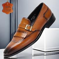 Men's Loafers Slip-Ons Formal Shoes Dress Shoes Leather Italian Full-Grain Cowhide Comfortable Slip Resistant Loafer Buckle Black Brown Lightinthebox