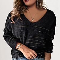 Women's Plus Size Tops Blouse Shirt Floral Striped Graphic Print Long Sleeve V Neck Streetwear Fall Blue Blushing Pink Fuchsia Big Size L XL XXL 3XL 4XL miniinthebox - thumbnail