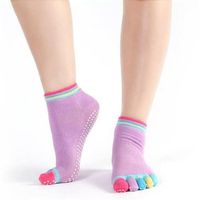 Women Cotton Yoga Gym Non Slip Massage 5 Toe Socks Full Grip With Socks Heel