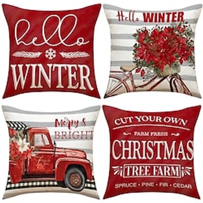 Christmas Red Pillow Cover 1PC Decorative Xmas Toss Pillows Throw Pillow Covers Soft Pillowcase for Bedroom Livingroom Sofa Couch Chair Bench miniinthebox