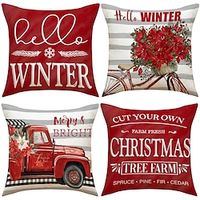 Christmas Red Pillow Cover 1PC Decorative Xmas Toss Pillows Throw Pillow Covers Soft Pillowcase for Bedroom Livingroom Sofa Couch Chair Bench miniinthebox - thumbnail