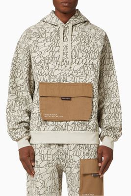 Hoodie with Cargo Pocket in DG-print Cotton Jersey Hoodie with Cargo Pocket in DG-print Cotton Jersey
