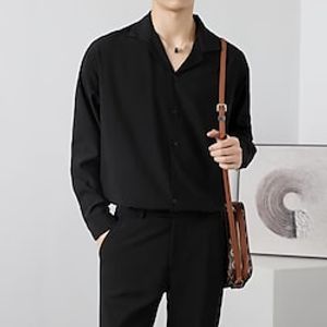 Men's Shirt Casual Shirt Solid Colored Turndown Black Army Green Dark Green Light gray Dark Gray Outdoor Street Button-Down Clothing Apparel Fashion Streetwear Lightinthebox