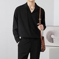 Men's Shirt Casual Shirt Solid Colored Turndown Black Army Green Dark Green Light gray Dark Gray Outdoor Street Button-Down Clothing Apparel Fashion Streetwear Lightinthebox - thumbnail