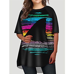 Women's Plus Size Dress T Shirt Dress Tee Dress Short Mini Dress Half Sleeve Graphic Color Block Print Basic Fall Spring Summer Black XL XXL 3XL 4XL 5XL Lightinthebox