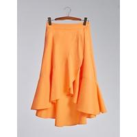 Asymmetrical Ruffle Midi Skirt - thumbnail