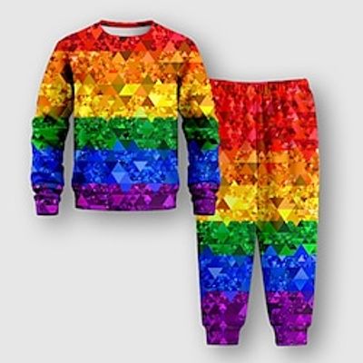Carnival Boys 3D Geometric Sweatshirt  Sweatpants Set Long Sleeve 3D Printing Spring Fall Active Fashion Cool Polyester Kids 3-12 Years Crew Neck Outdoor Street Vacation Regular Fit Lightinthebox