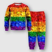 Carnival Boys 3D Geometric Sweatshirt  Sweatpants Set Long Sleeve 3D Printing Spring Fall Active Fashion Cool Polyester Kids 3-12 Years Crew Neck Outdoor Street Vacation Regular Fit Lightinthebox - thumbnail