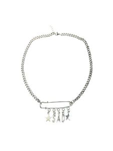 Men Silver Hip Hop Punk Letter Star Pin Pendant Necklace