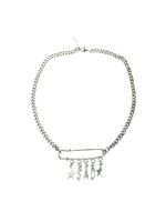 Men Silver Hip Hop Punk Letter Star Pin Pendant Necklace - thumbnail