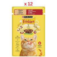 Purina Friskies Pouch Beef 85g (Pack Of 12)