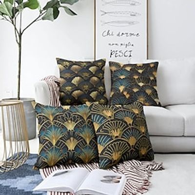 Art Deco Double Side Pillow Cover 4PC Soft Decorative Square Cushion Case Pillowcase for Bedroom Livingroom Sofa Couch Chair miniinthebox
