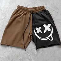 Two-tone Design with Smile Print Men's Shorts Summer Shorts Hawaii Shorts Side Pockets Drawstring Elastic Waist 3D Print Breathable Soft Short Casual Daily Holiday Fashion Streetwear Lightinthebox