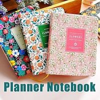Floral Leather Cover Planner Notebook Personal Diary Agenda Flower Schedule A5 A6 Book Stationery Office Supplies miniinthebox - thumbnail