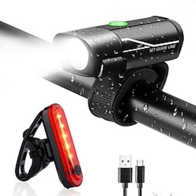LED Bike Light Ultra Bright USB Rechargeable Bike Light Set, Powerful Bicycle Front Headlight and Back Taillight, 4 Light Modes, Easy to Install for Men Women Kids Road Mountain Cycling miniinthebox