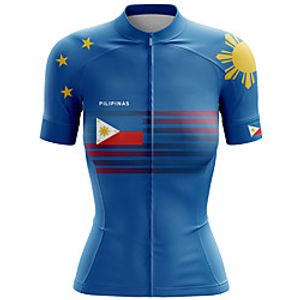 21Grams Women's Short Sleeve Cycling Jersey Summer Spandex Blue National Flag Bike Top Mountain Bike MTB Road Bike Cycling Quick Dry Moisture Wicking Sports Clothing Apparel  Stretchy  Athleisure Lightinthebox