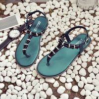 Beaded Clip Toe Buckle Bohemia Flat Sandals For Women