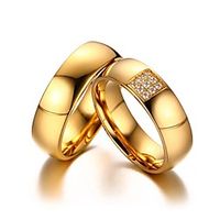 Men Women Ring AAA Cubic Zirconia Gold 18K Gold Plated Stainless Steel Stylish 1pc  Couple's  Wedding  Gift  Daily  Engagement Lightinthebox - thumbnail