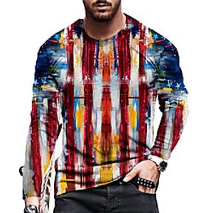 Men's Unisex Tee T shirt Shirt 3D Print Striped Graphic Prints Print Long Sleeve Daily Tops Casual Designer Big and Tall Black Lightinthebox