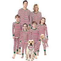 Family Christmas Pajamas Graphic Color Block Home Print Red Long Sleeve Mommy And Me Outfits Active Matching Outfits Lightinthebox - thumbnail