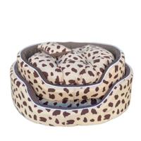 Coco Kindi Brown Pattern Washable Oval Shape Cotton Bed For Dogs & Cats - Size 3