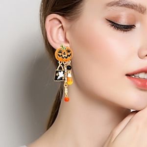 Women's Drop Earrings Fine Jewelry Classic Skull Pumpkin Statement Stylish Earrings Jewelry Orange For Halloween 1 Pair Lightinthebox