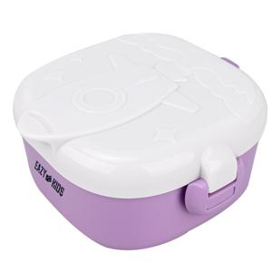 Eazy Kids Rocket Lunch Box Meal Set With Bowl Scissor And Spoon - Purple - 600ml