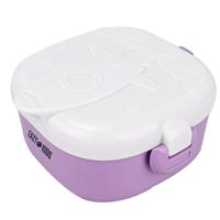 Eazy Kids Rocket Lunch Box Meal Set With Bowl Scissor And Spoon - Purple - 600ml - thumbnail